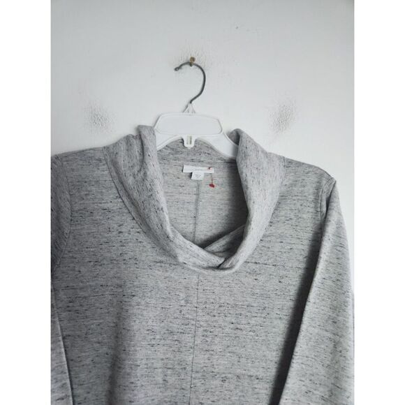 J.Jill Women Grey Cotton Blend Knit "Ottoman" Cowl Neck Sweater size Medium - Picture 4 of 9